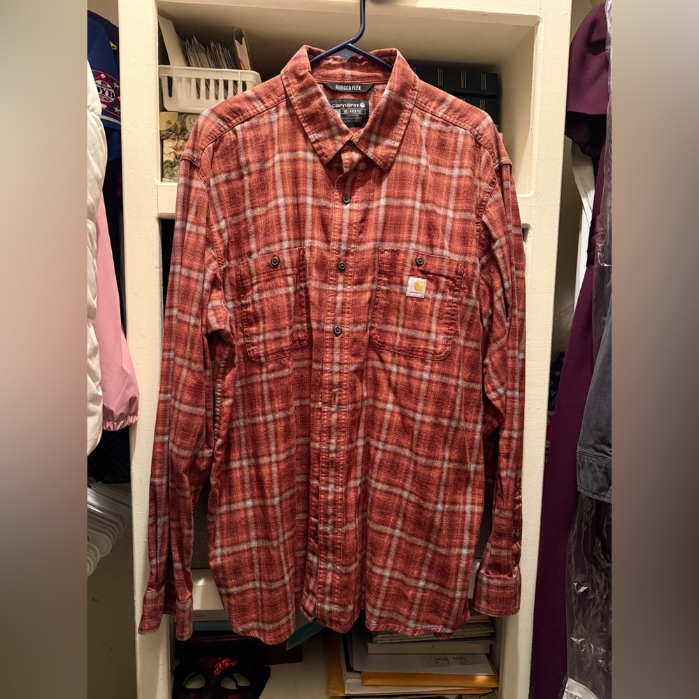 Carhartt Rust Plaid Rugged Flex Flannel Shirt